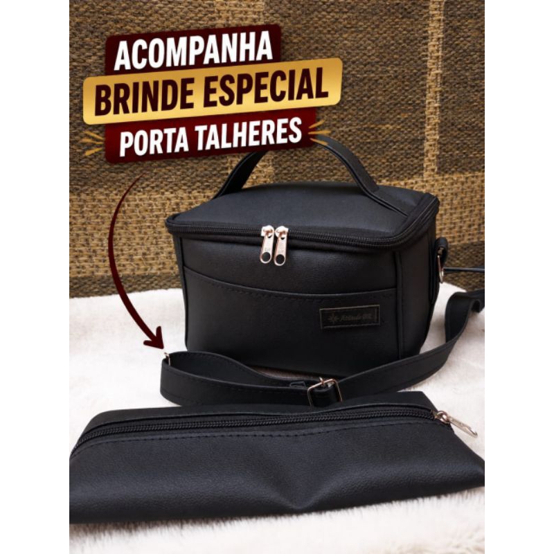 porta marmita lancheira frasqueira fitnes compacta, bolsa térmica, ideal, para, bolsas, mochila,leve, com, segurança