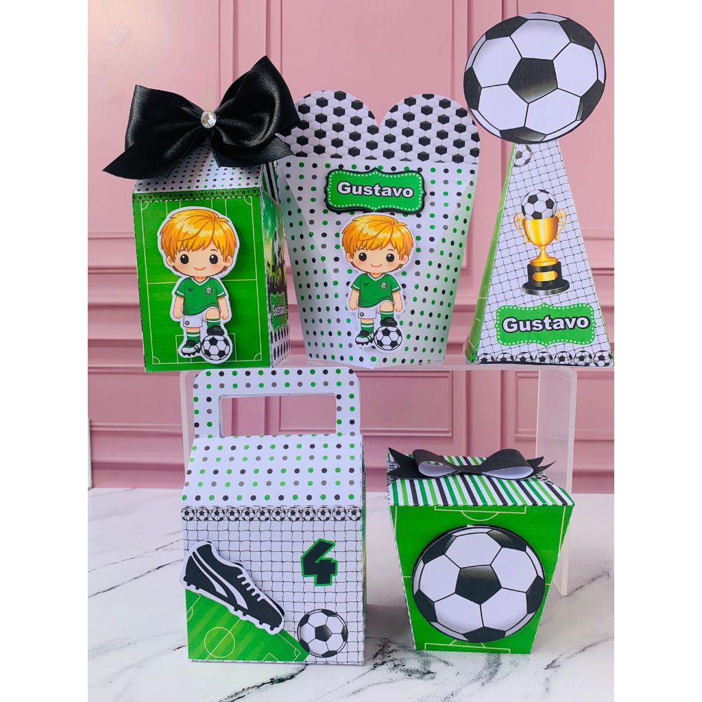 Kit Semimontado Futebol Personalizado Festa Infantil Caixinhas Lembrancinhas Menino
