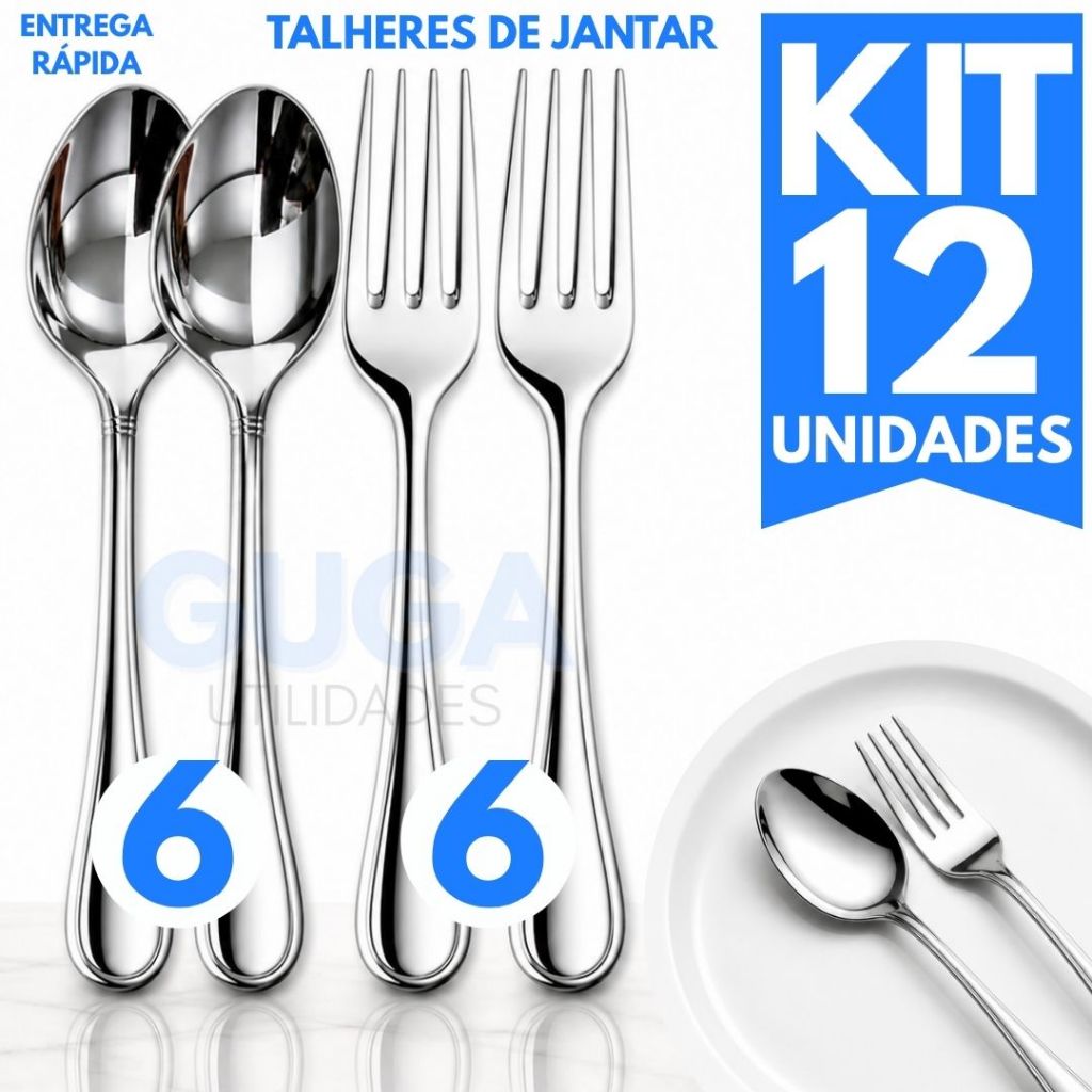 Jogo De 12 Talheres c/ Variações 24/36/48/72 Peças Aço Inox - Garfos De Mesa - Colheres Mesa