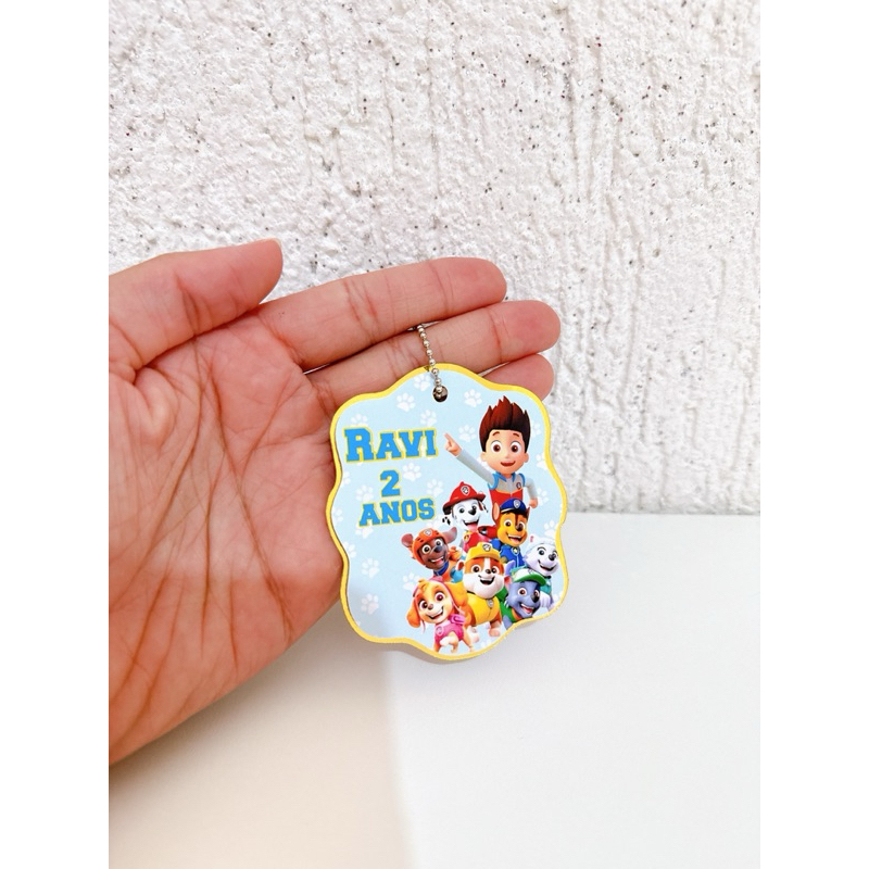 Tag Apliques Personalizados 3D para Lembrancinha | Patrulha Canina | Etiqueta Festa Infantil | Qualquer Tema