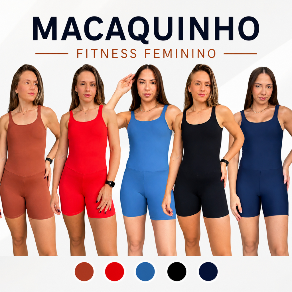 Macaquinho Fitness Academia Treino Feminino Poliamida Short Curto Zero Transparência Confortável