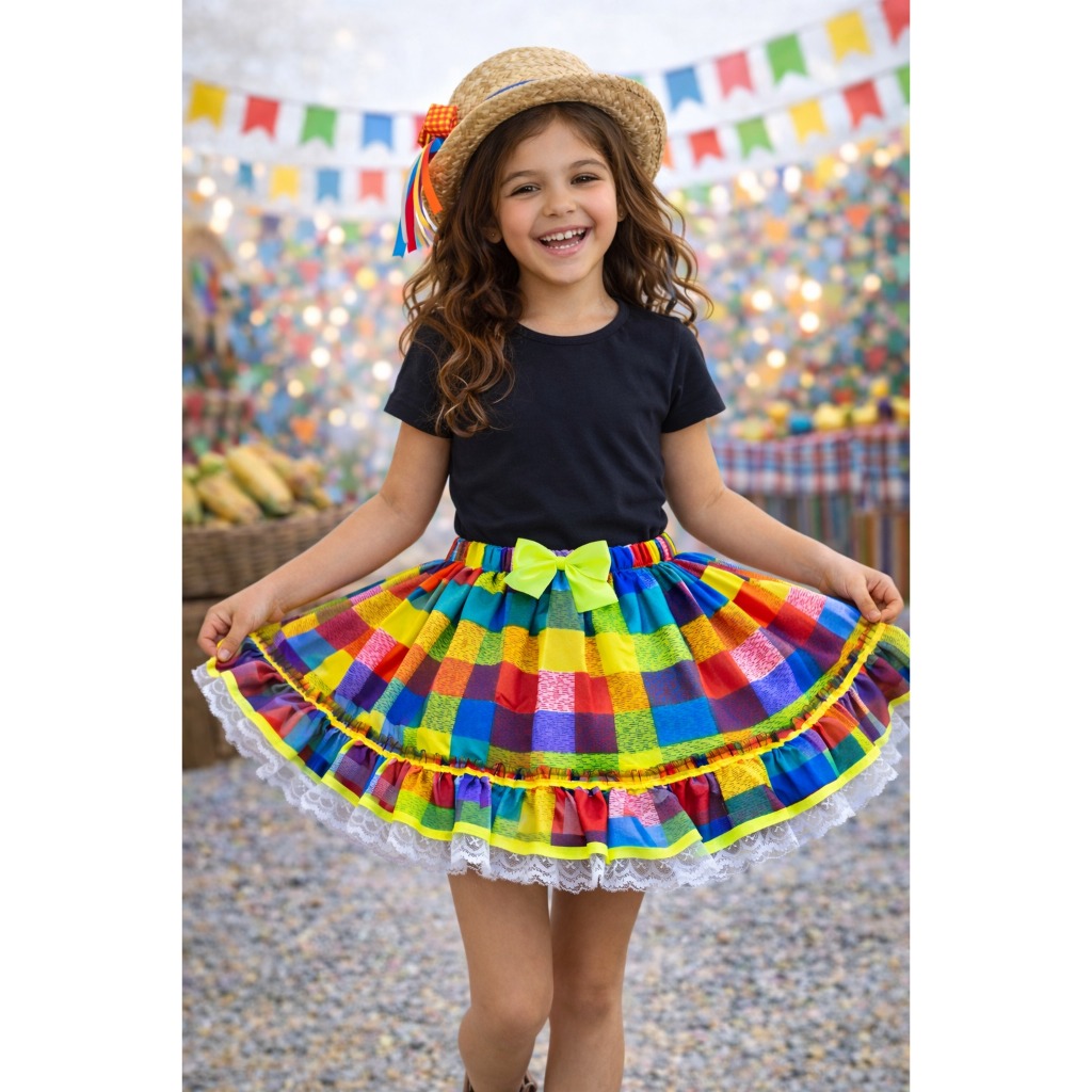 Saia Junina Rodada Menina Arraial Festa Junina São João Junino