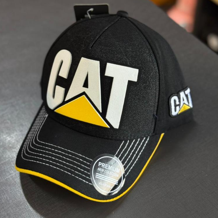 Boné Trator Caterpillar CAT Preto Aba Curva Snapback Masculino Premium