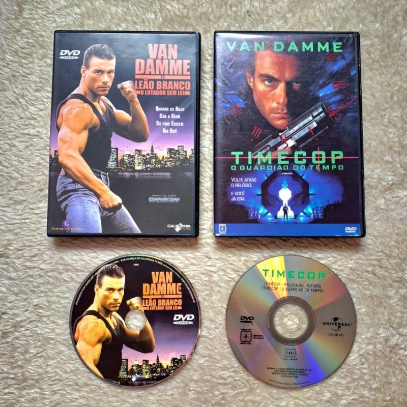 DVDs Filmes Van Damme - Leão Branco: O Lutador Sem Lei (1990) & Timecop: O Guardião do Tempo (1999)
