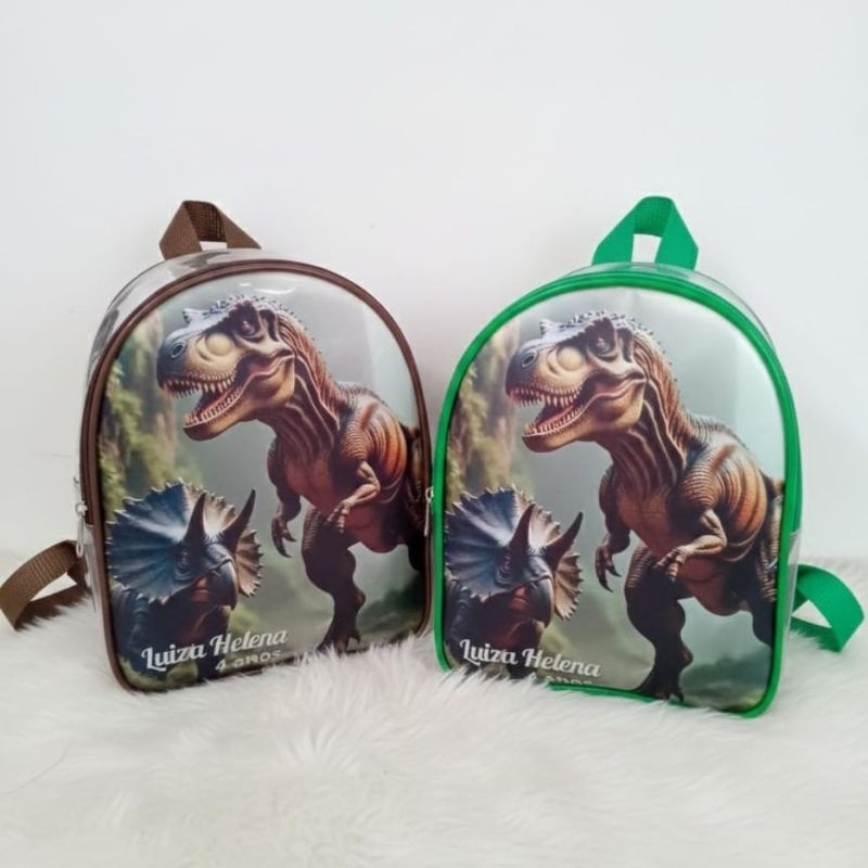 Kit 30 Mochilas Personalizadas Dinossauro Infantil Lembrancinha Festa Aniversário Plástico Cristal