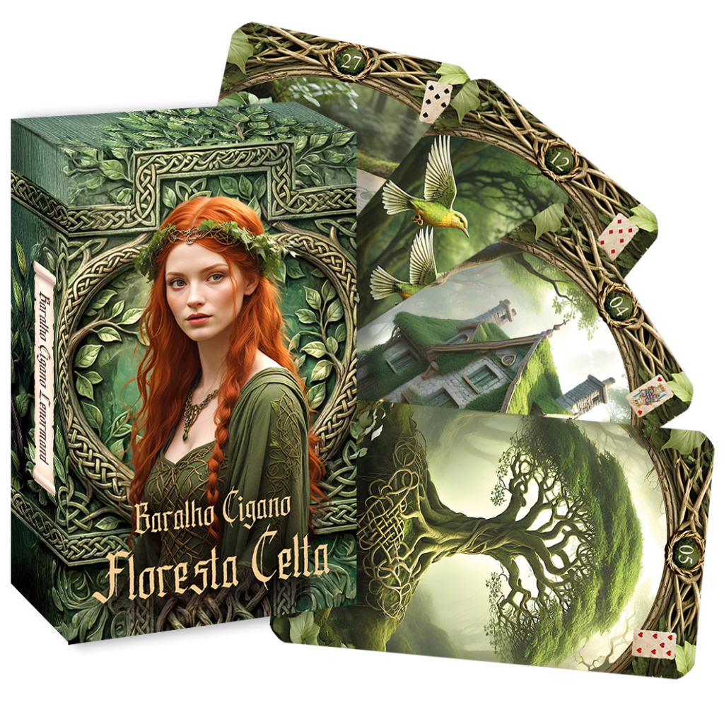 Baralho Cigano Tarot Lenormand Ed. Floresta Celta Idioma Português, 40 cartas + livreto + caixa