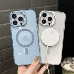 Case Capa Capinha Para Iphone 11 12 13 14 15 16 16 Air 17 18 Pro Max Magsafe Brilho Luxo Anti‑Impacto Suporte De Celular