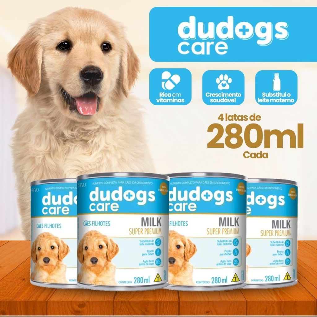 4 Leite Para Cães Filhotes Dudogs Milk 280Ml Substituto Materno