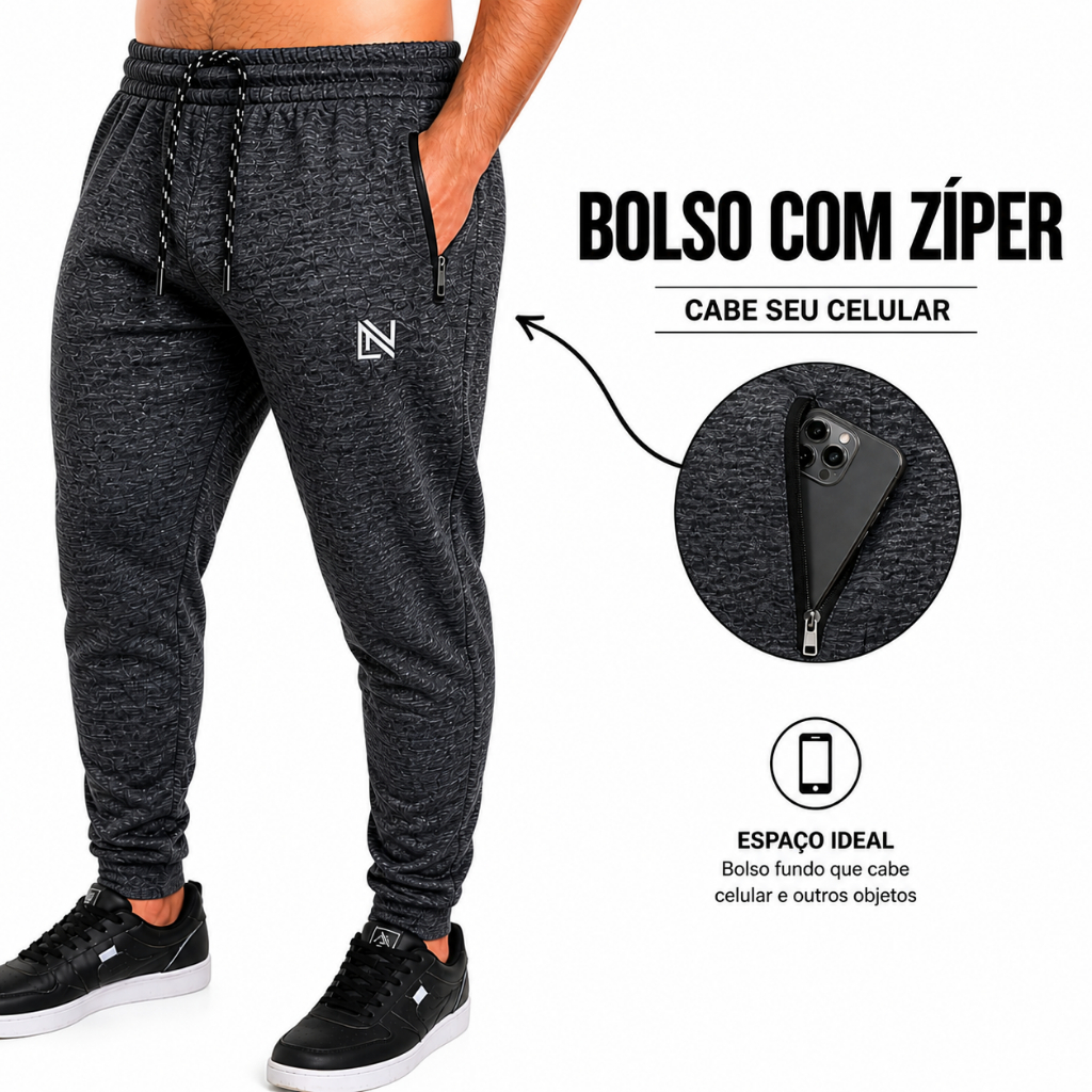 Calça Moletom Masculina Grossa Flanelada rajdada