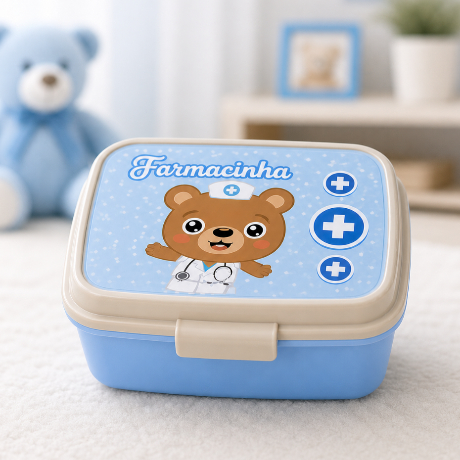 Porta Remédio Bebê Farmacinha Infantil Azul