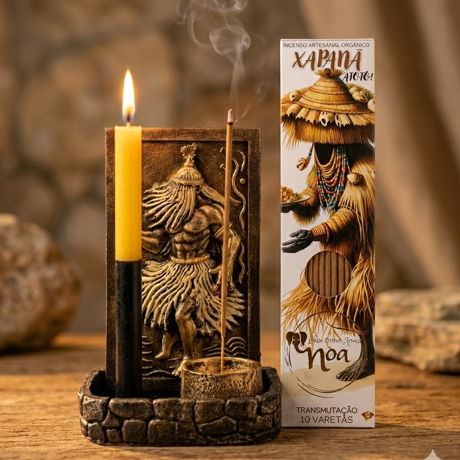 Incensário Altar Orixá Obaluaê Omolu Umbanda Candomblé Porta Incenso Espiritual Com Suporte Para Vela Decorativo