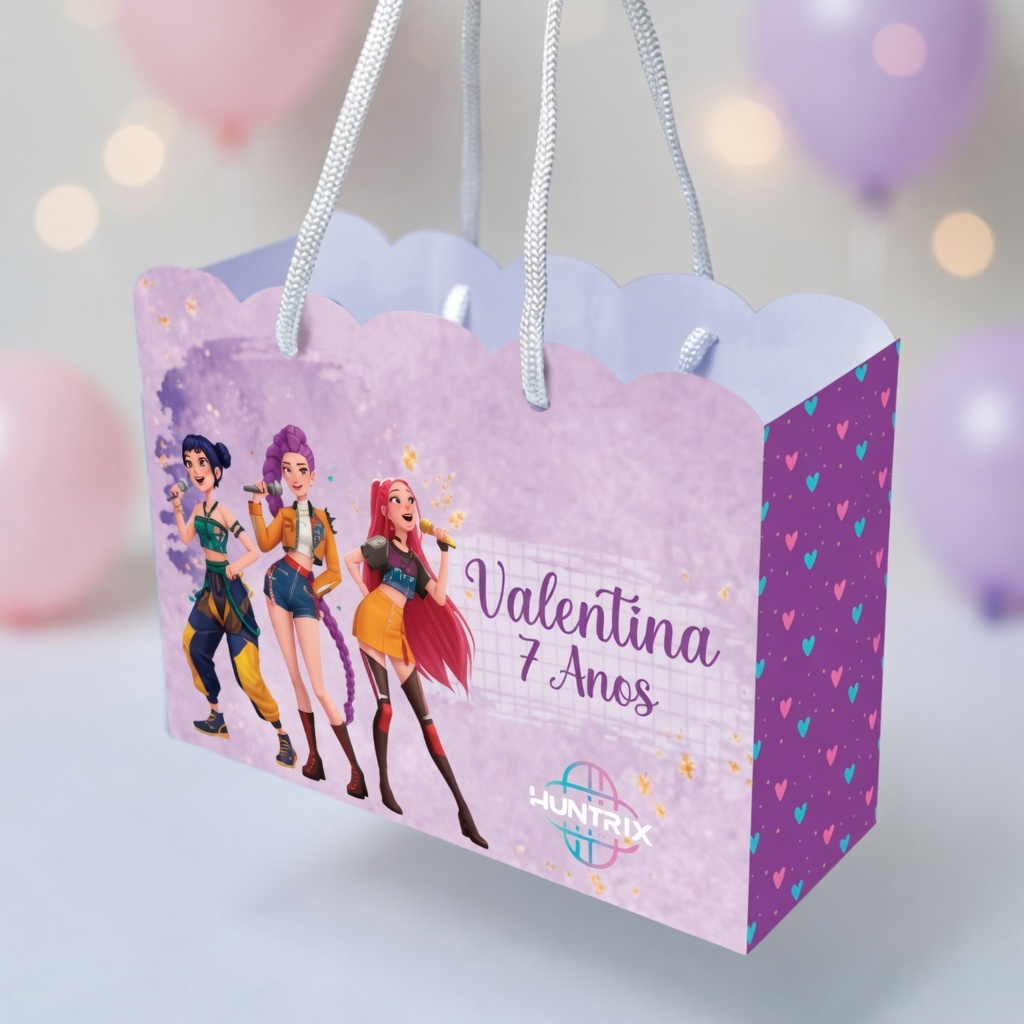 Sacola Personalizada Guerreiras do Kpop | Sacolinha Personalizada | Kit com Alça e Pegue e Monte | Lembrancinha Festa