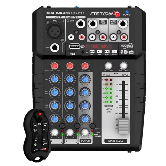Mesa De Som Stetsom Stm1003 12v Com Bluetooth Usb Fm Controle Para Carros Caixa Bob Barcos