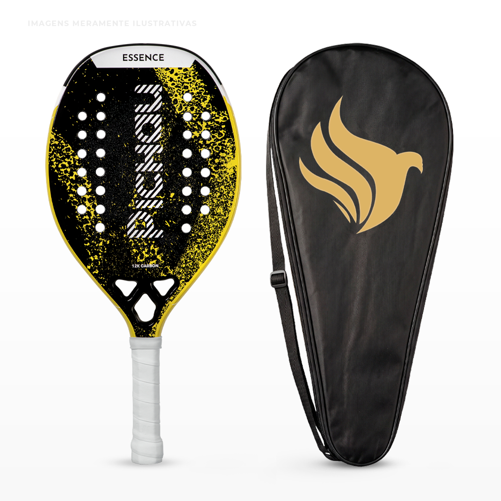 Raquete de Beach Tennis Pichau Golden Cove 12K Carbon 28 Furos, PES-RKT-GLD