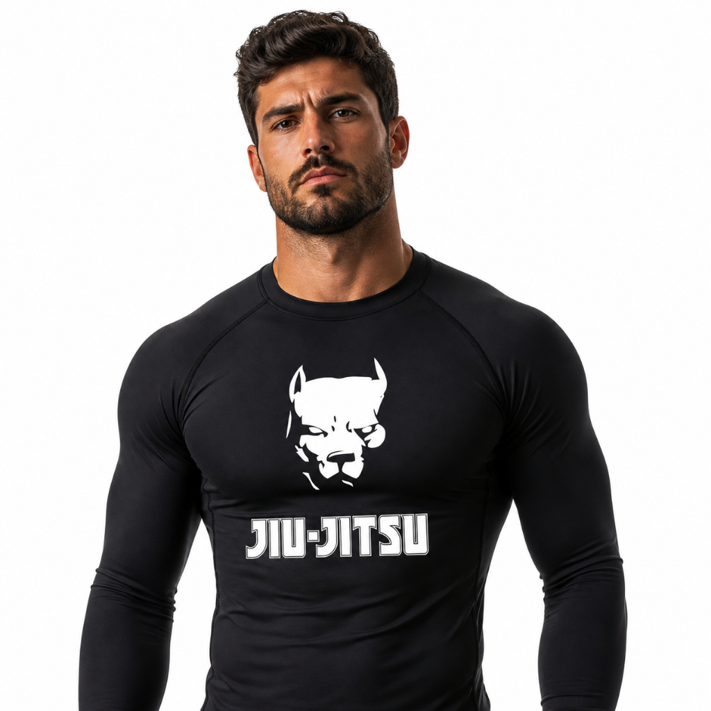 Camisa Rash Guard de Jiu Jitsu No gi Compressão Manga Longa Curta Treino Competição Luta Muay Thai MMA Boxe