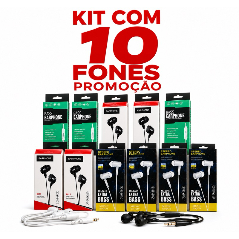Kit C/10 Fones De Ouvido P2 Microfone - ATACADO REVENDA