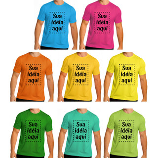 Camisa Camiseta CORES MÉDIAS Personalizada Adulto e Infantil com sua Estampa, Frase, Logomarca ***ARTE PRETA***