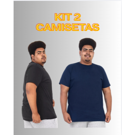 KIT 2 Camiseta Masculina Blusa G1 Básica Plus Size Algodão  Cores Diversas De Alta Qualidade
