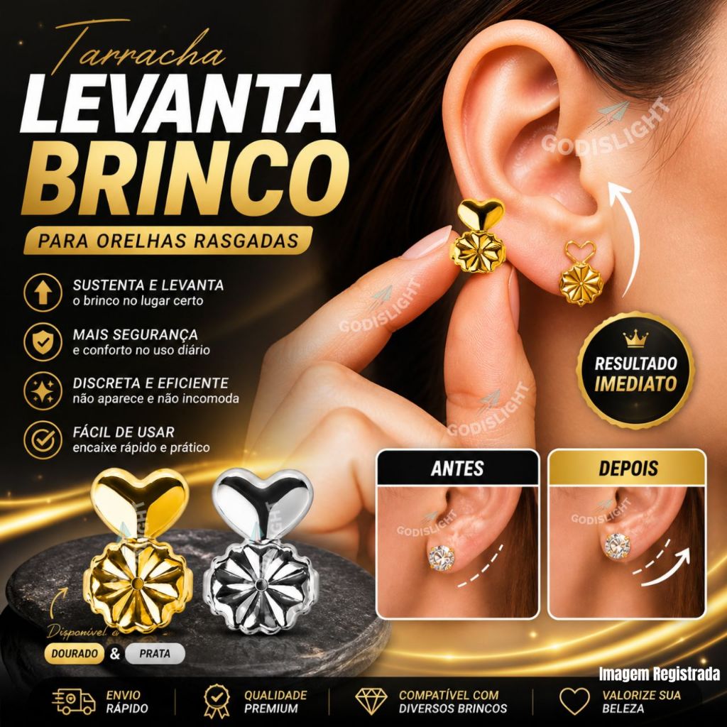 Brinco Tarraxas Magica Melhor Fixação Levantamento Kit 4 ou 10 Unidades Semi Joia Banhado a Ouro