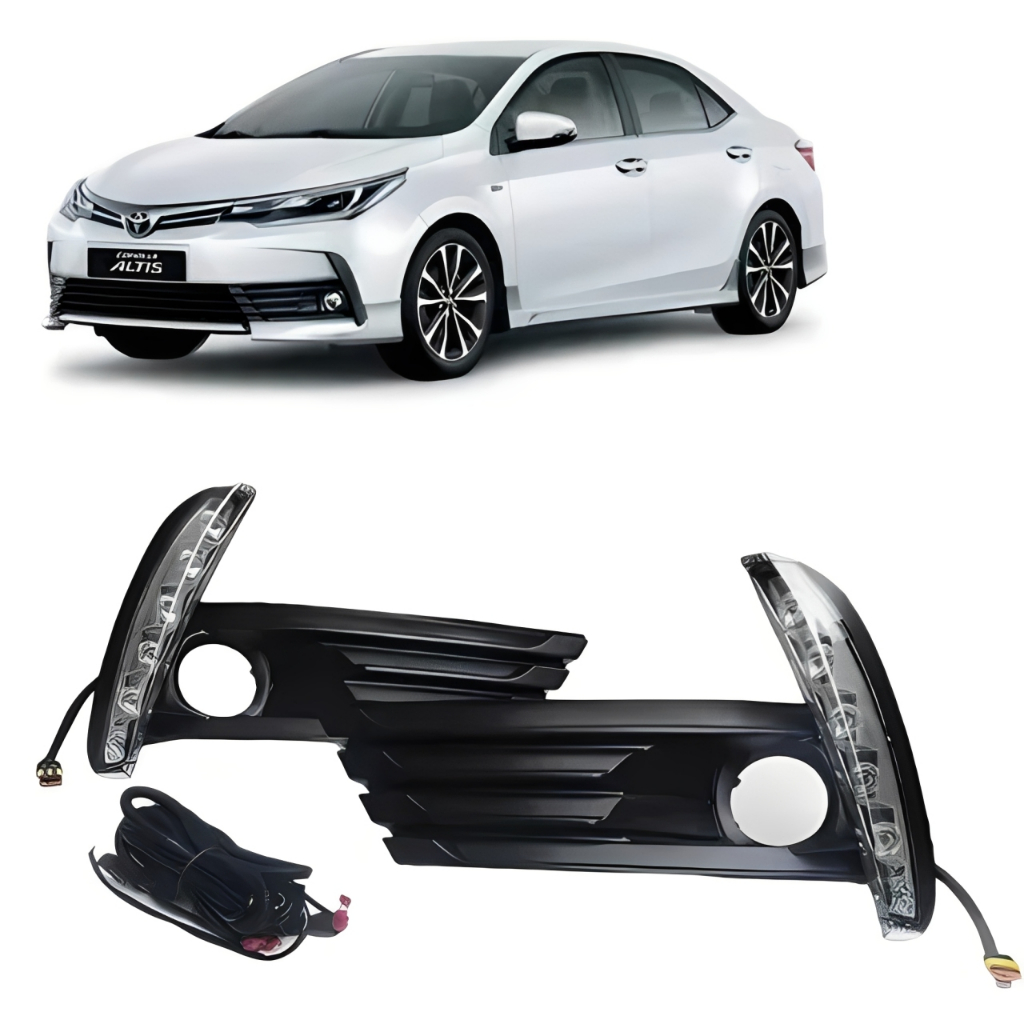 Kit Grade Moldura Milha Led Corolla 2018 2019 Daylight Drl