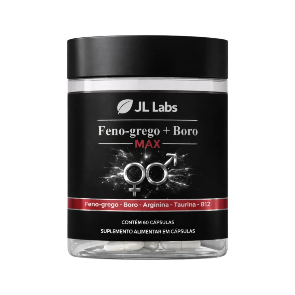 Feno Grego + Boro Max Arginina Taurina B12 - 60 Cápsulas Vitalidade Premium