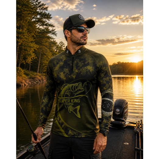 Camiseta Camisa Manga Longa Pesca com Proteção UV+50-Estampada-Ideal para Atividades ao ar Livre-Não desbota SK-111
