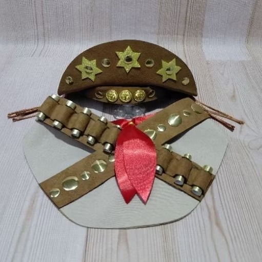 Conjunto P.e.t Chapéu e Bandana Cangaceiro Lampião Festas Juninas tam.M com elástico Regulável.