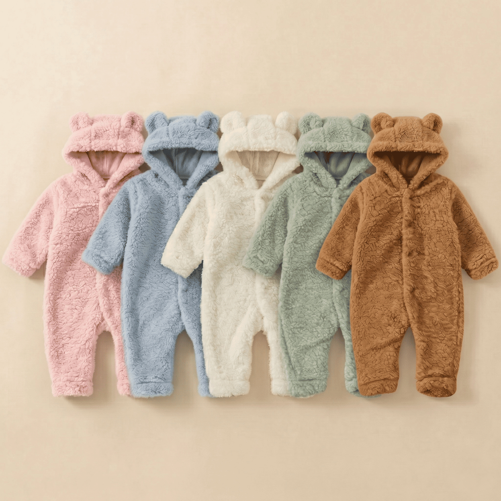 Macacão Fleece Orelhinha Capuz Bebê Inverno Quentninho Recém Nascido 0 a 12 Meses Menino E Menina