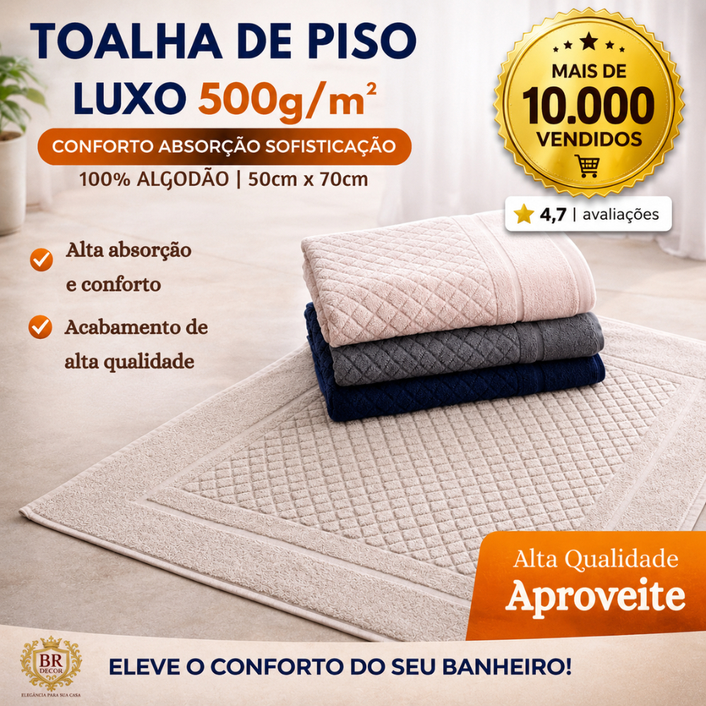 Toalha de Piso Rapida Absorção 50cm x 70cm - 500g/m² e 250/gm²