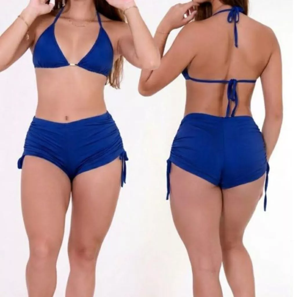 Conjunto Bíquini Com Bojo Sunkini Piscina Short com Ajustes nas Laterais Amarrar Forrado Moda Praia CONFORTAVEL — imagem 1