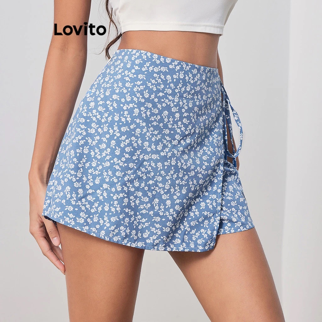 Lovito Short Saia Feminino Estampado STB7BR145
