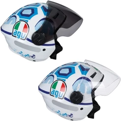 Capacete New Liberty 3 Personalizado Tartaruga Branco Azul 46 Agv Turtle Viseira Fumê/Cristal