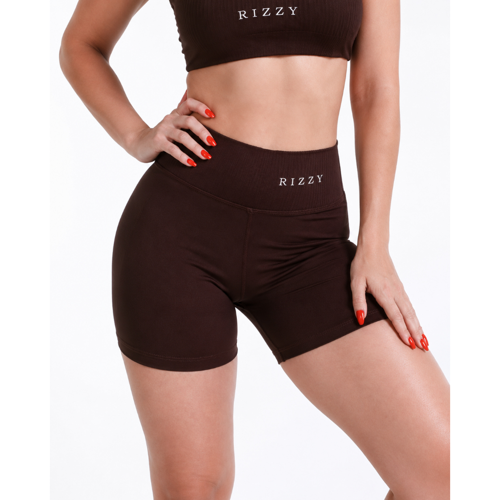 Short Fitness Feminino Poliamida Zero Transparência Treino Academia Modeladora Esporte Liso Brownie