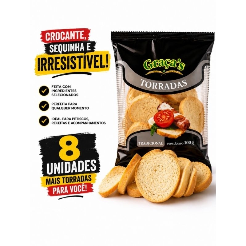 Torrada canapé tradicional Graças. kit com 8 unidades