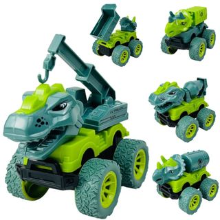 Kit 4 Carrinho Dinossauro Vai E Vem Verde Carrinho Infantil Resistente E Fácil De Usar