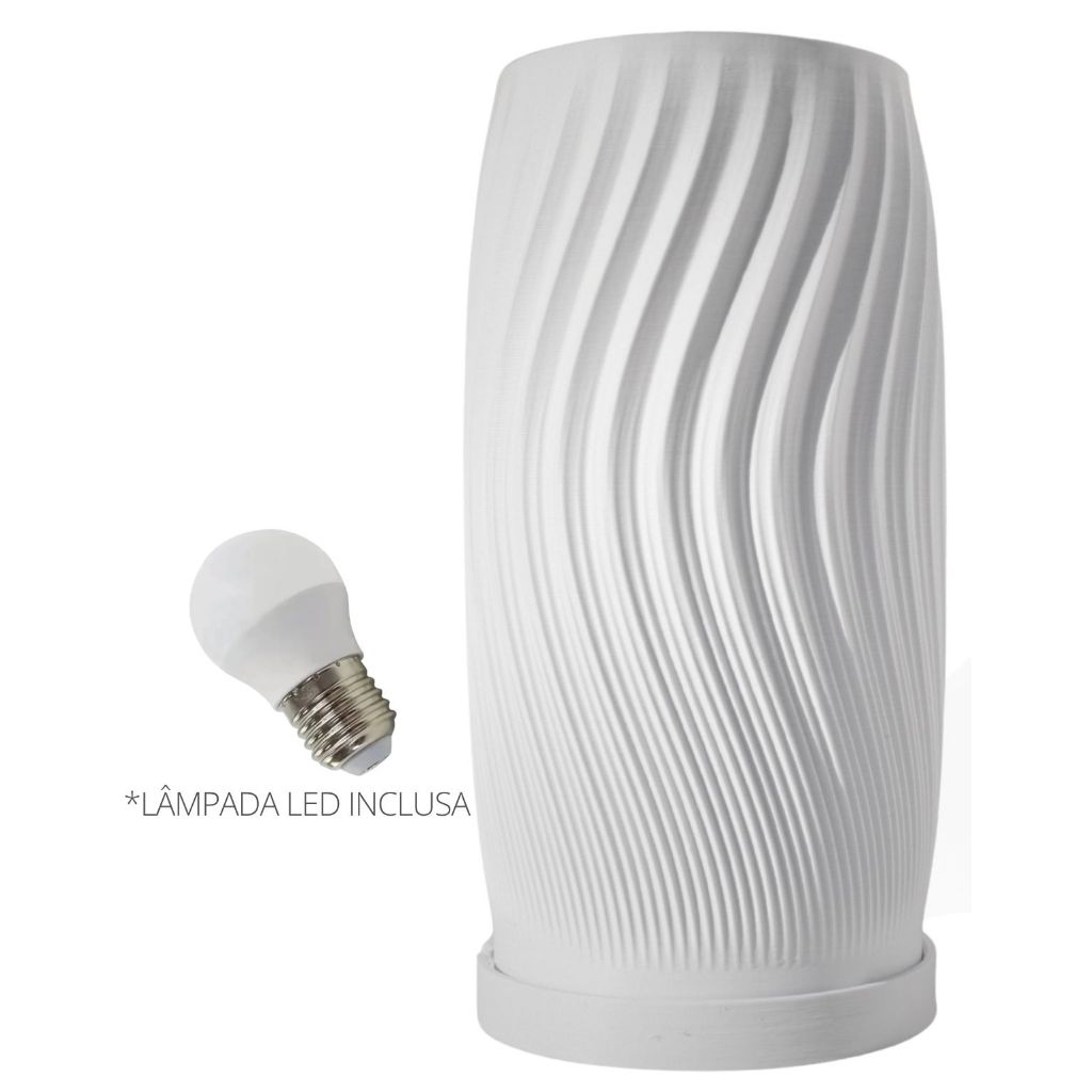 Abajur Luminária Vórtice 110/220V Branco Lâmpada LED Inclusa — imagem 2 de 2