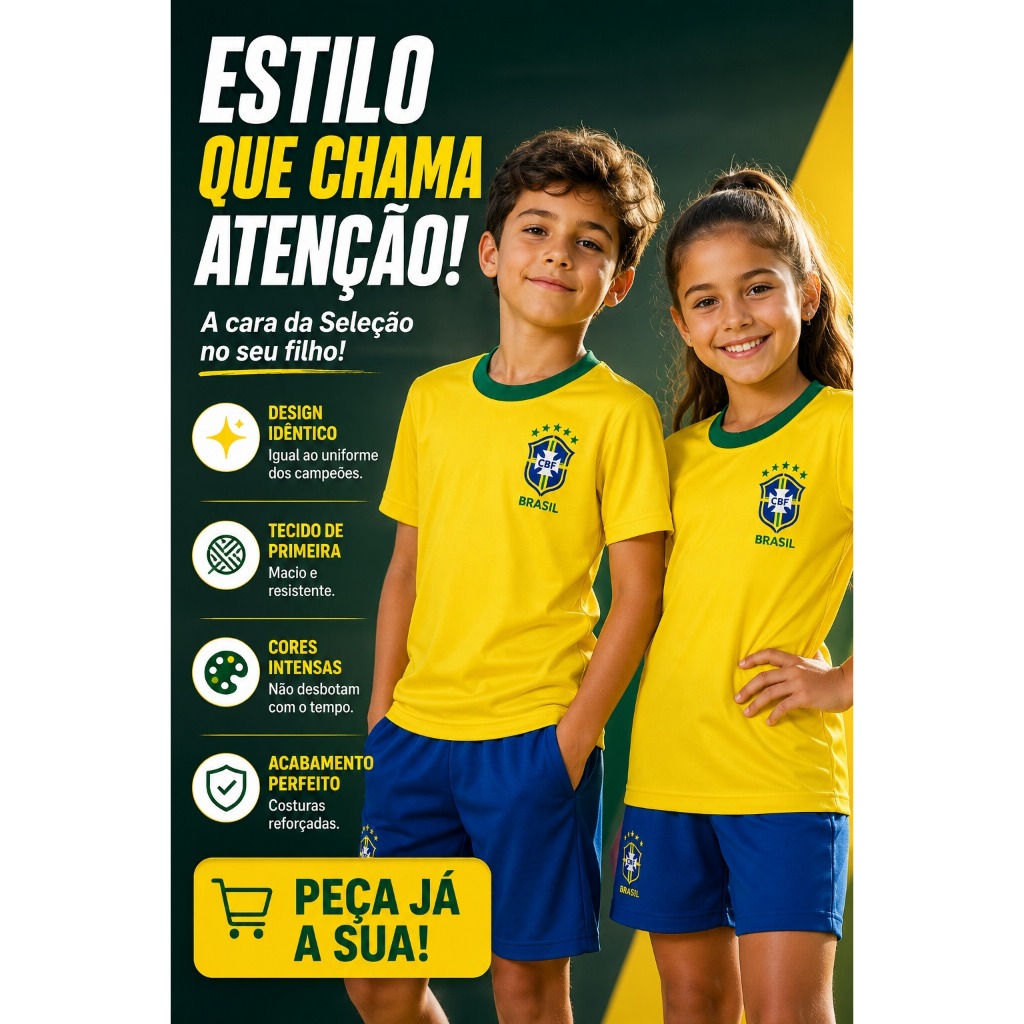 CAMISETA BRASIL INFANTIL: O CONFORTO QUE VIBRA COM VOCES!