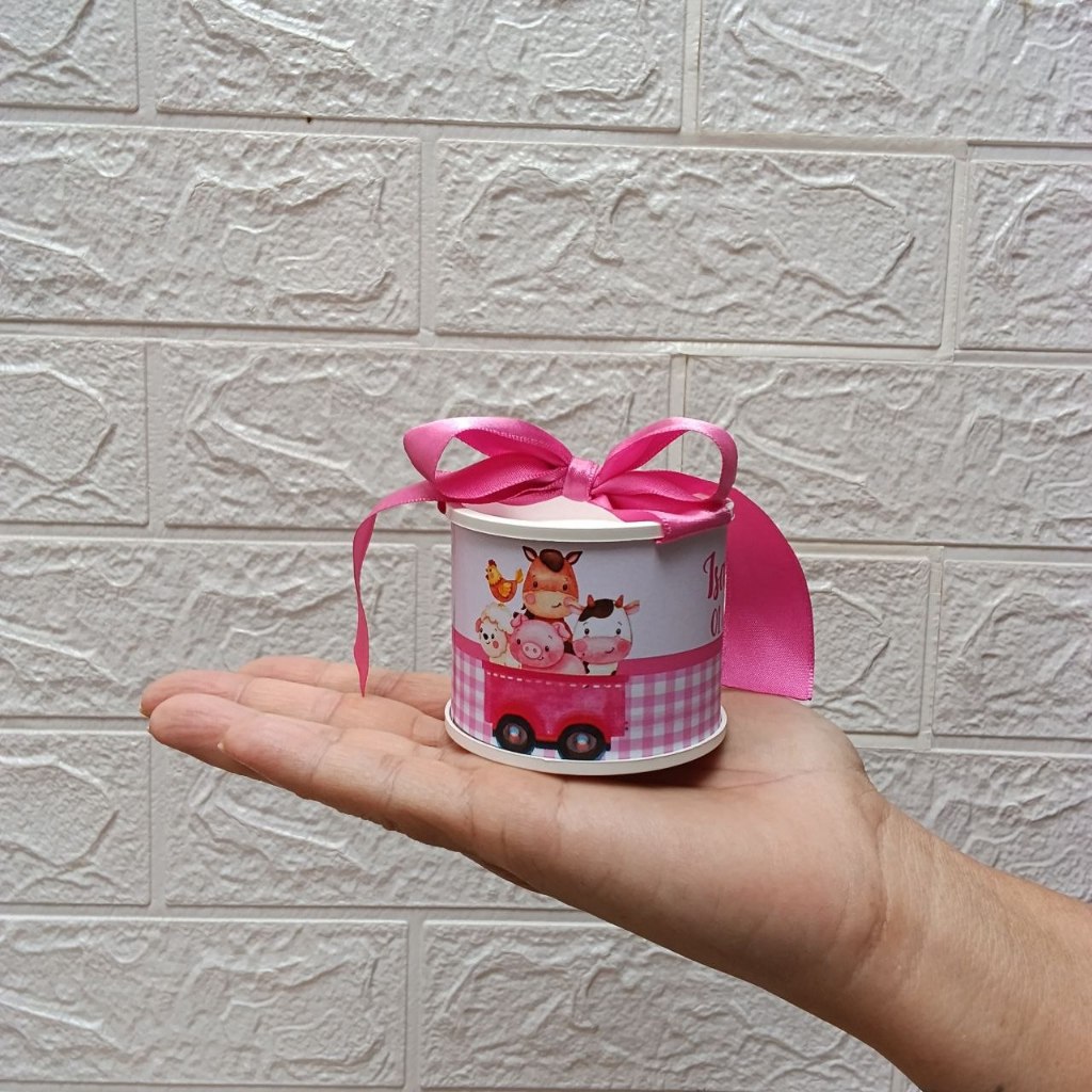Kit Tubolata Personalizada Fazendinha Rosa Lembrancinha / chá de bebê/ revelação/ batizado/ maternidade/ aniversário 5x6