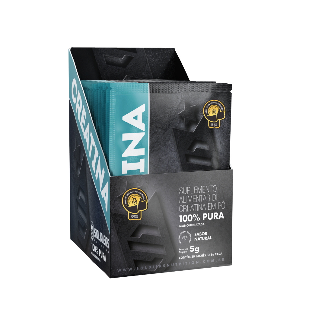 Imagem Creatina Monohidratada 30 Sachês 5g 100% Pura Importada - Soldiers Nutrition