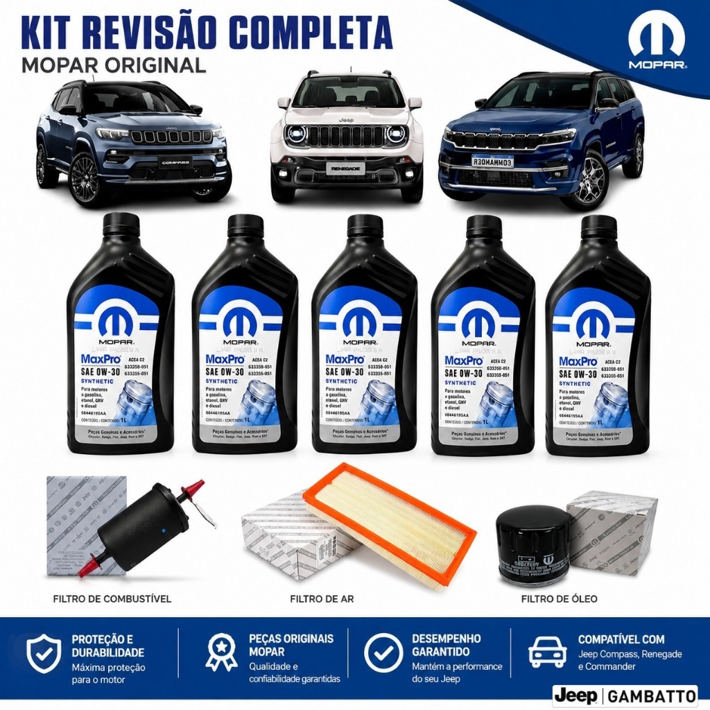 Kit Óleo E Filtros Original 1.3t Renegade Compass Commander