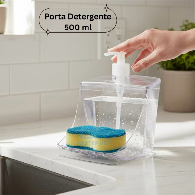 Dispenser Porta Detergente transparente 500 ml sabão em barra e liquido