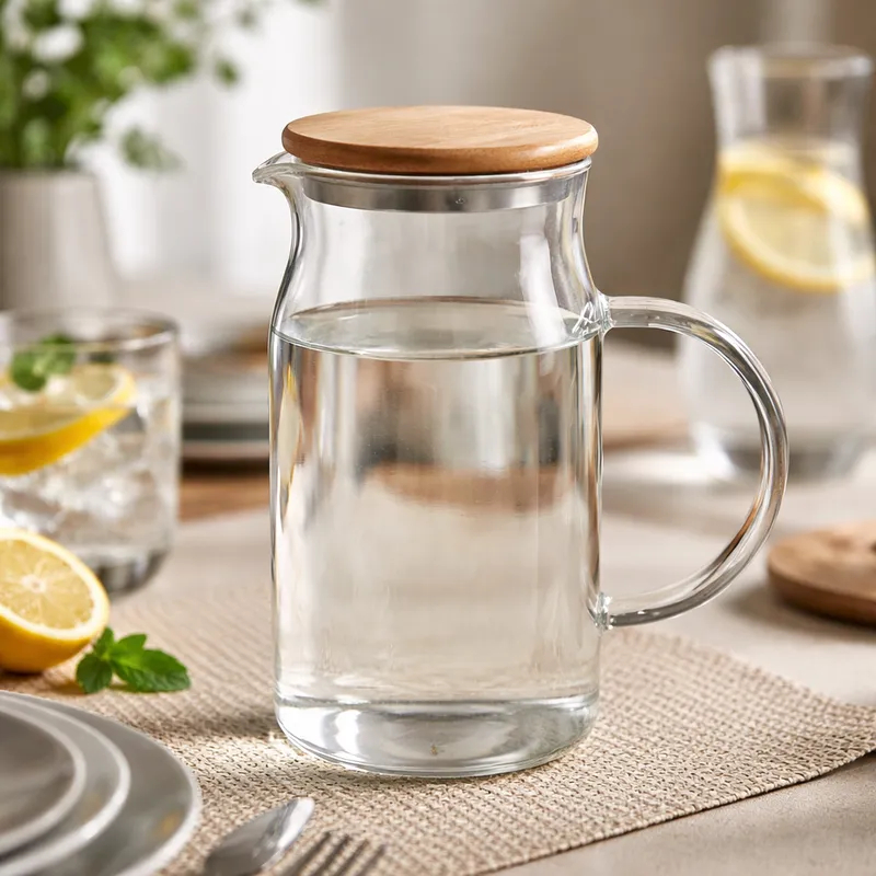Jarra com tampa de bambu Ou 1,15L Linha Sense para bebidas