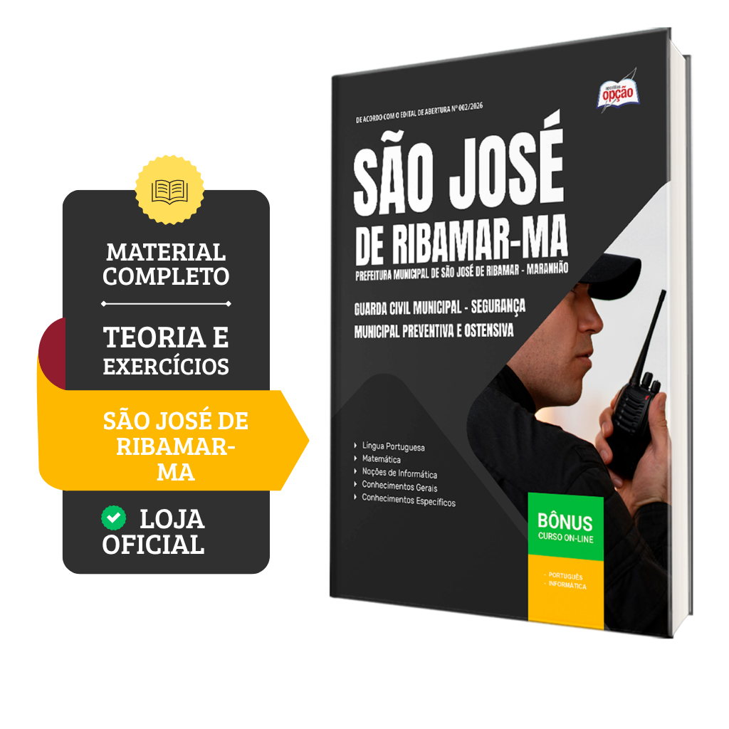 Apostila Prefeitura de São José de Ribamar-MA 2026 - Guarda Civil Municipal - Segurança Municipal Preventiva E Ostensiva