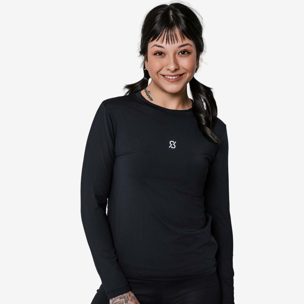 Manga Longa Treino Blusa Térmica Academia Feminina de Poliamida Proteção Uv