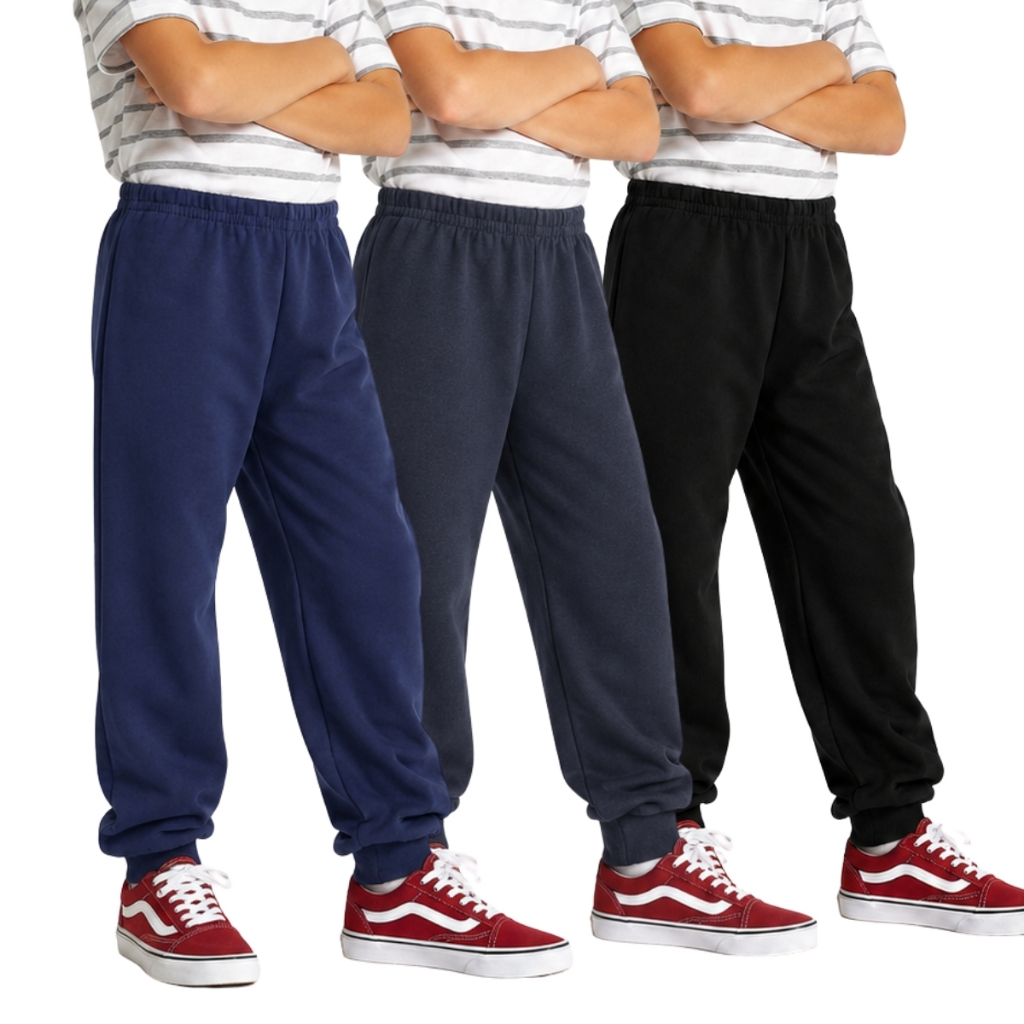 Kit 3 Calça Moletom Infantil Masculina Menino Inverno Confortável Leve