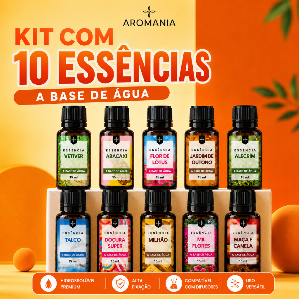Kit 10 Essências Aromatizantes Premium 15ml Para Ambiente Difusor Umidificador Aromaterapia