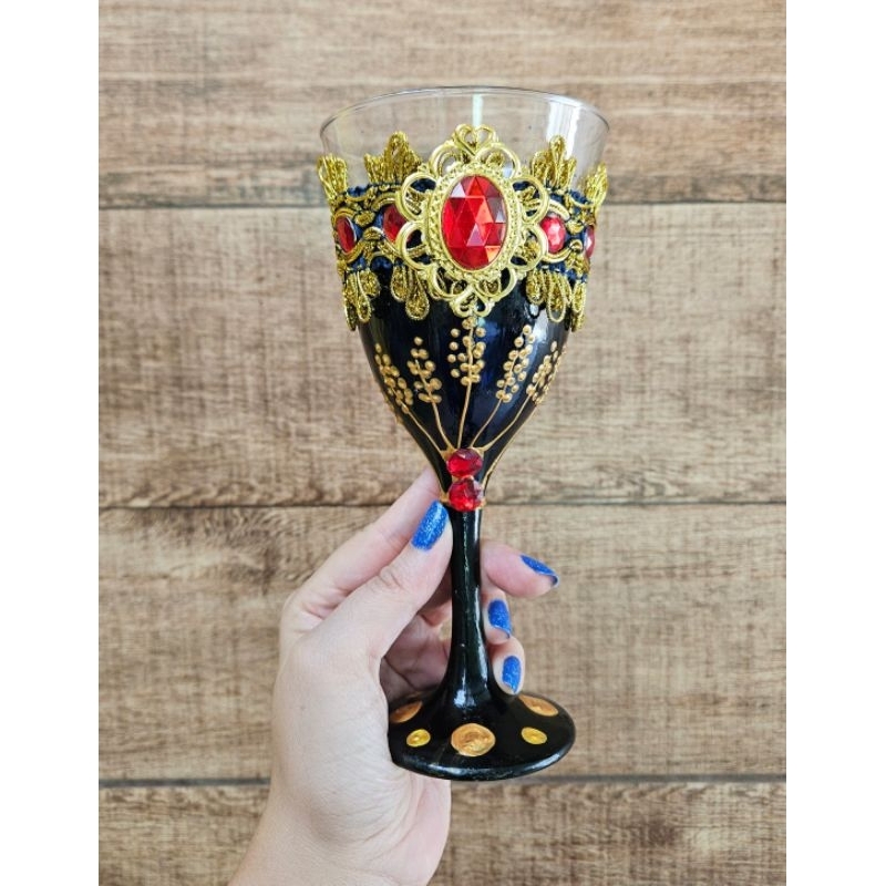 Taça pombagira cigana azul marinho vermelho e dourado Umbanda candomblé Quimbanda
