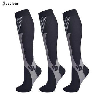 Jcolour Kit 3 Pares Meias Compressão Unisex Joelho Corrida Ciclismo Varizes Alívio Esportivas