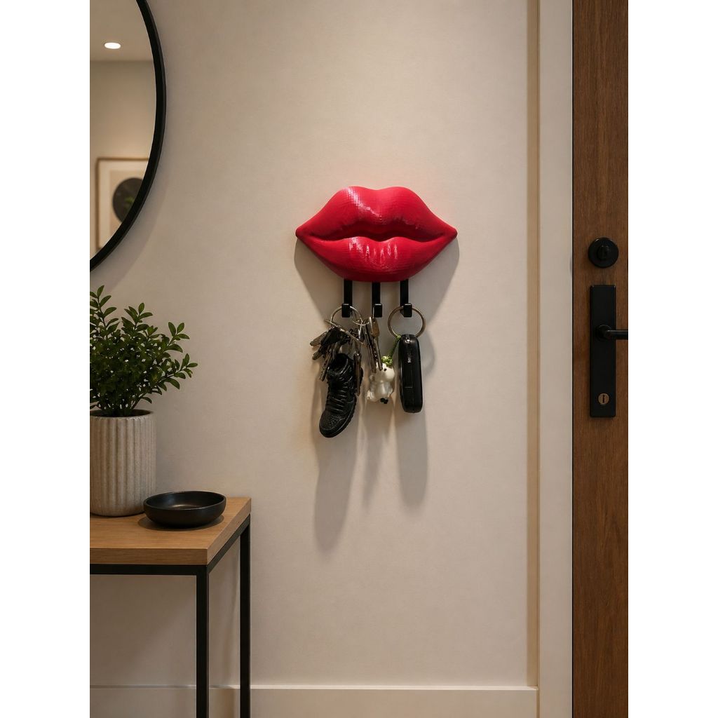 Porta Chaves Boca Decorativa 3 Ganchos 15cm Fácil Instalação Com Fita Dupla Face Porta Chaves Organizador