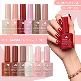 Coleção 12 Esmaltes em Gel para Cabine LED UV 12ml Alta Durabilidade Zero HEMA